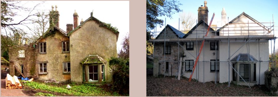 The end of the property before and after